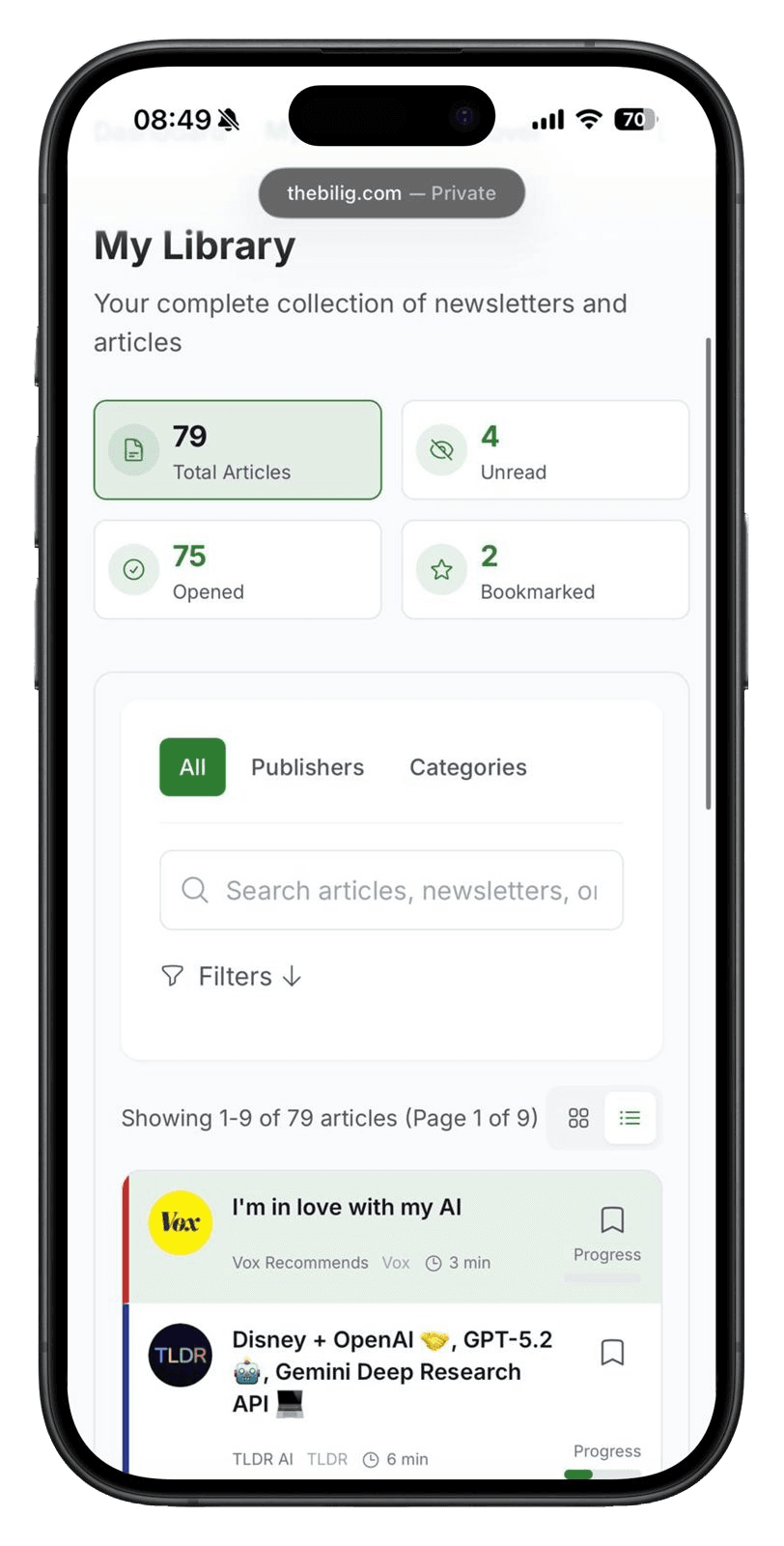 Bilig Library - Organized newsletter collection