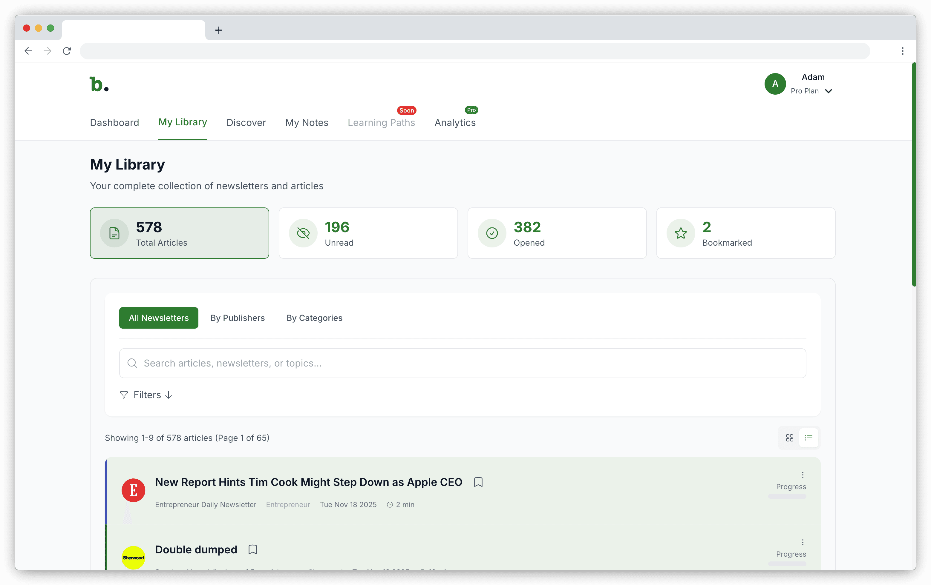 Bilig Library - Organized newsletter collection
