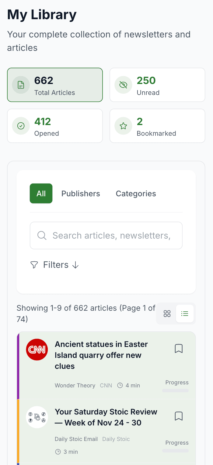 Dashboard Library - Organized Newsletter Collection