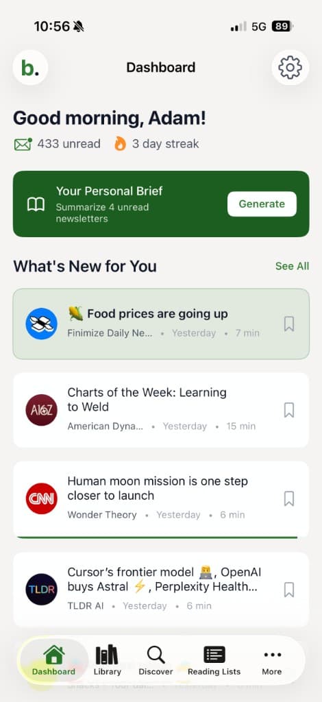 Bilig mobile app Dashboard